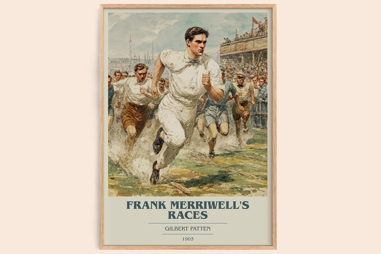 Frank Merriwell's Races book cover book poster by Gilbert Patten – framed literary art print