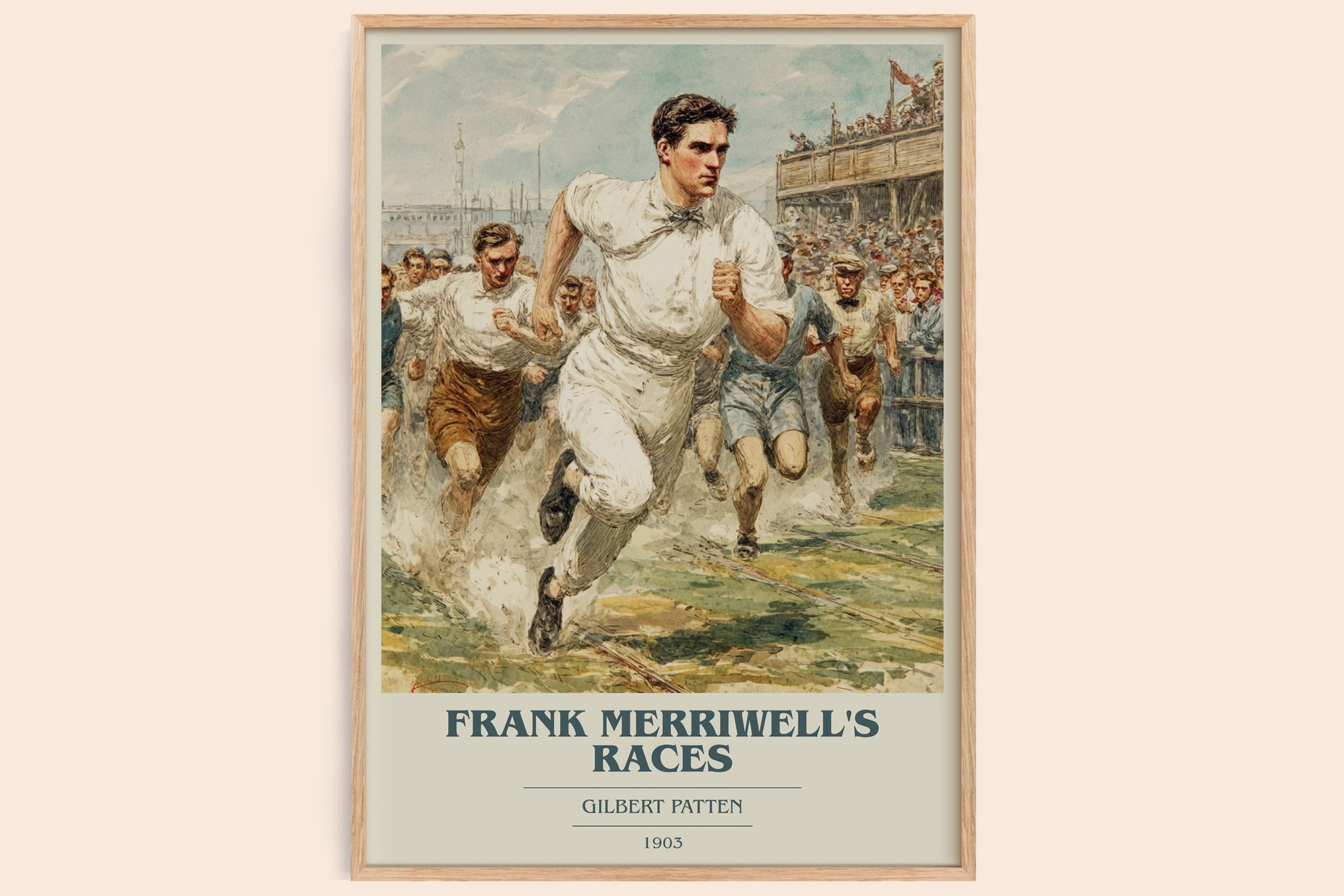 Frank Merriwell's Races book cover book poster by Gilbert Patten – framed literary art print