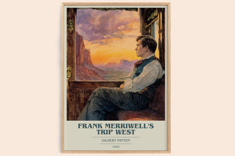Frank Merriwell's Trip West book cover book poster by Gilbert Patten – framed literary art print