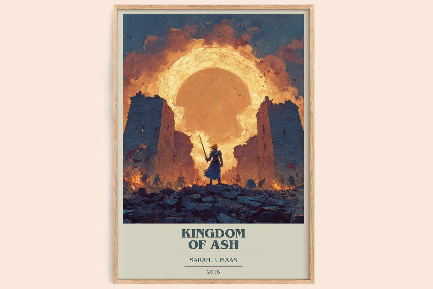 Kingdom of Ash book cover book poster by Sarah J. Maas – framed literary art print