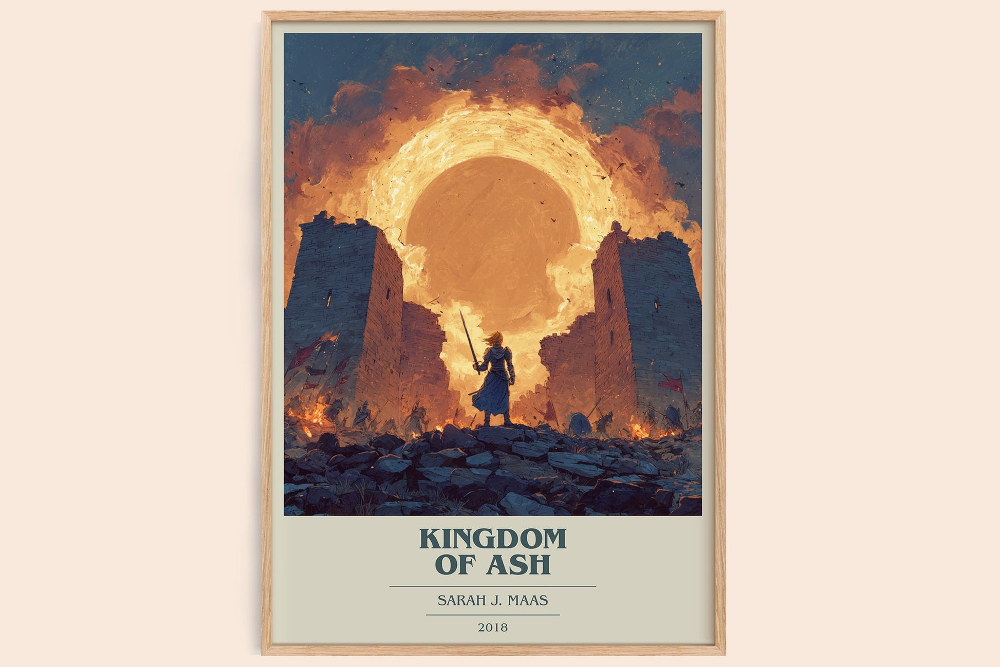 Kingdom of Ash book cover book poster by Sarah J. Maas – framed literary art print