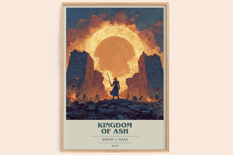 Kingdom of Ash book cover book poster by Sarah J. Maas – framed literary art print