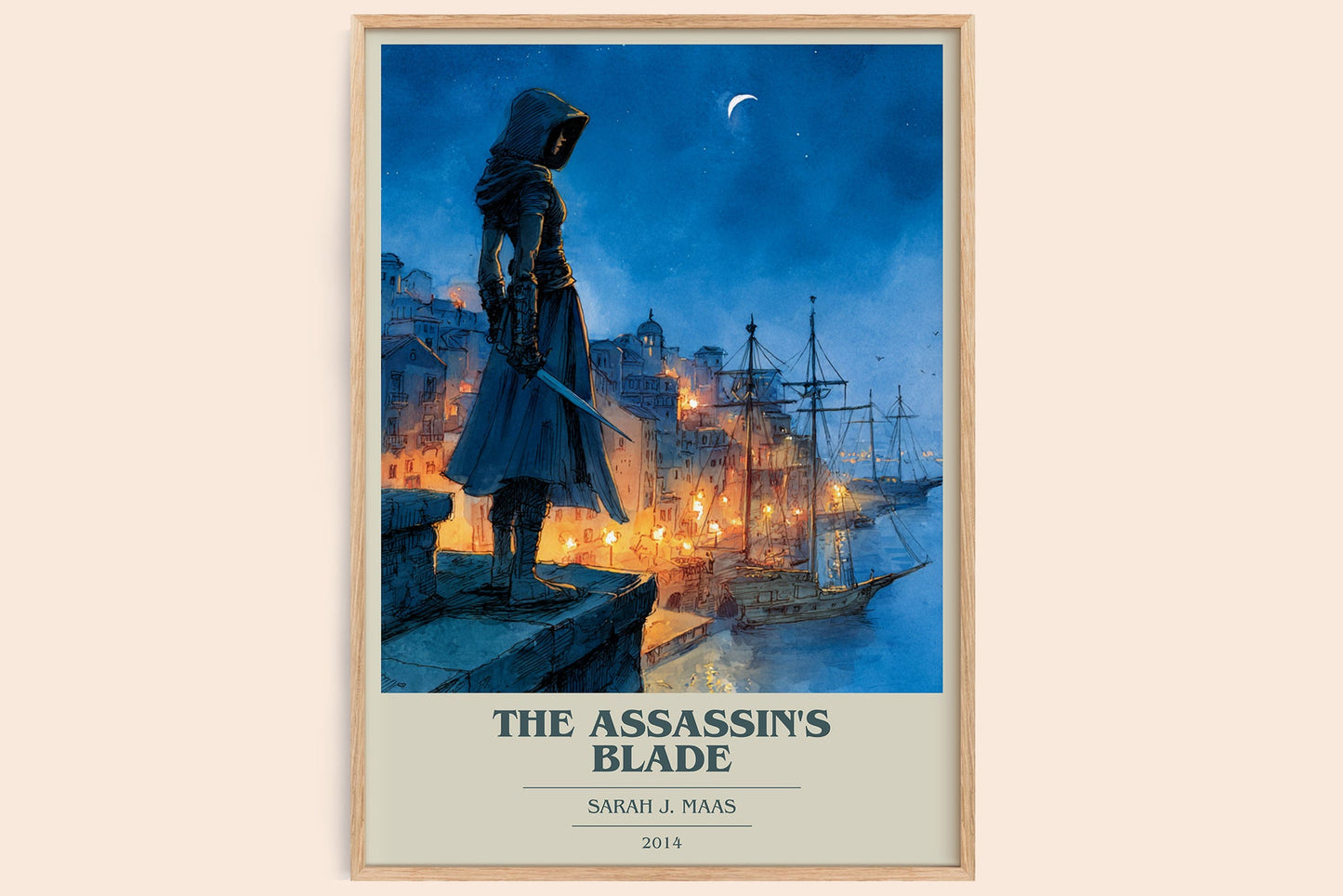 The Assassin's Blade book cover book poster by Sarah J. Maas – framed literary art print