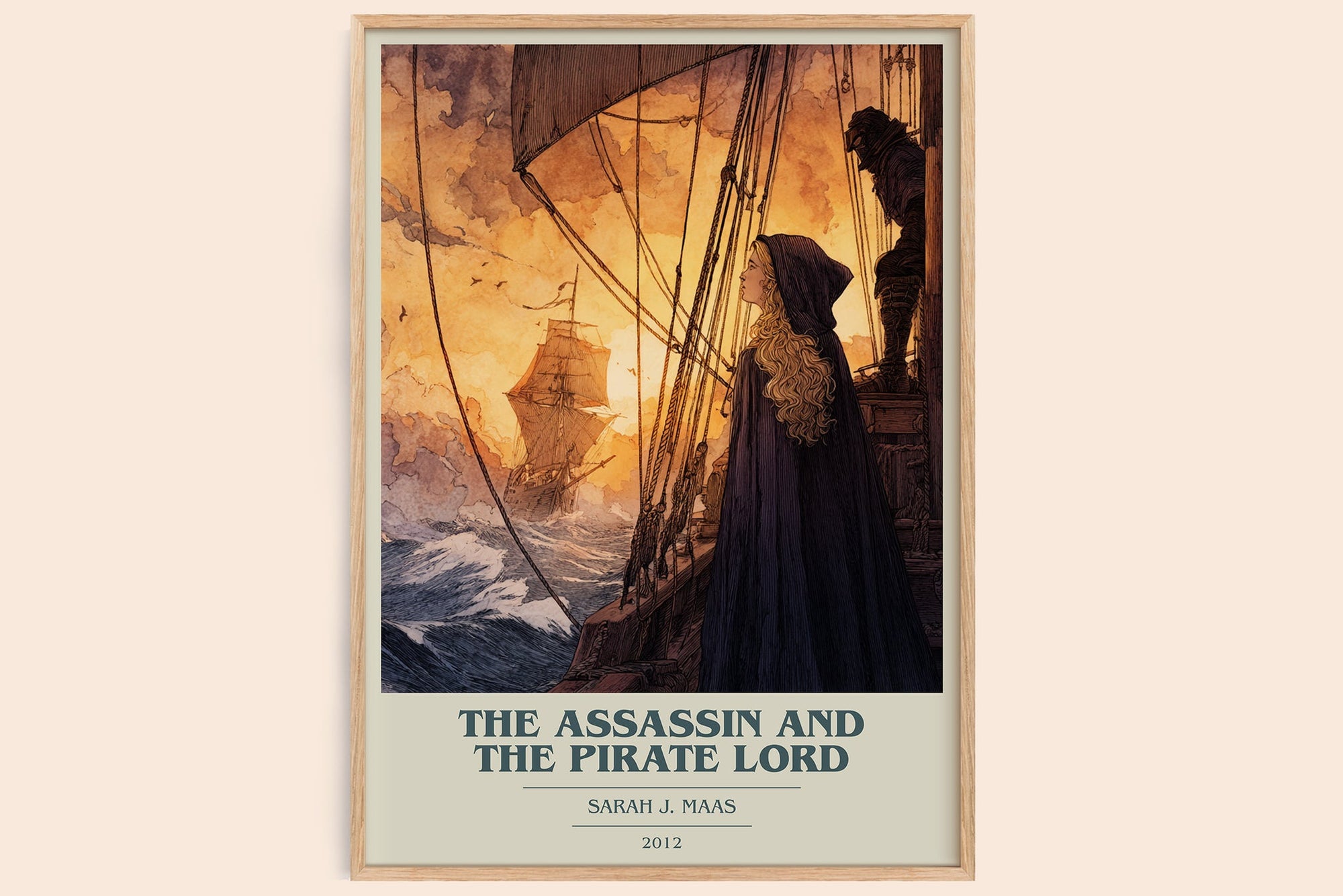 The Assassin And The Pirate Lord book cover book poster by Sarah J. Maas – framed literary art print
