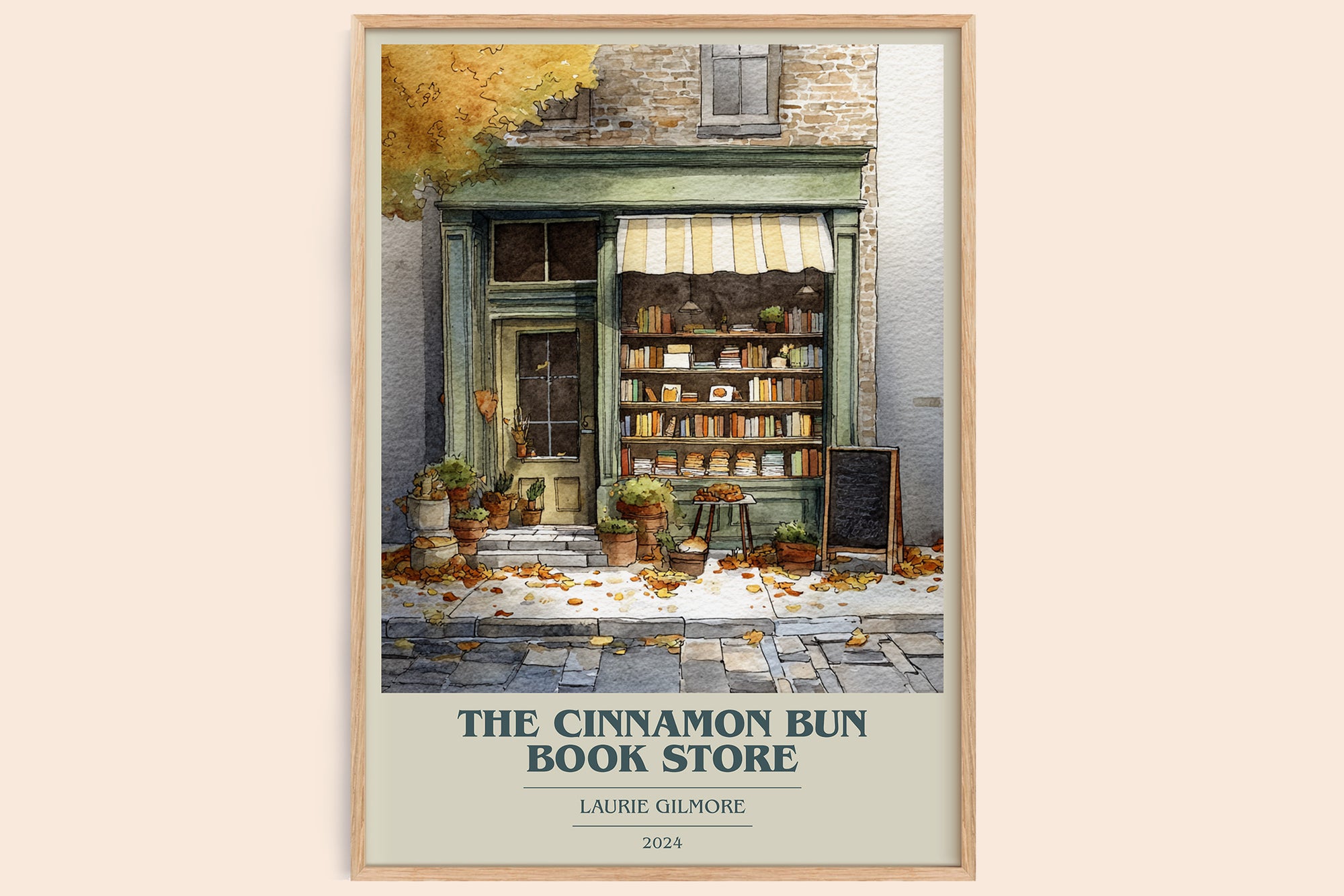The Cinnamon Bun Book Store book cover book poster by Laurie Gilmore – framed literary art print