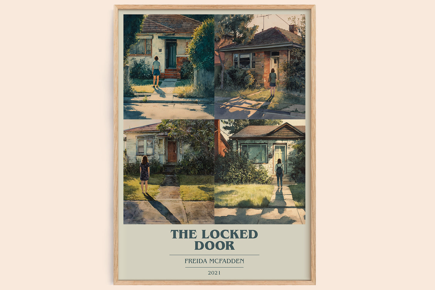 The Locked Door book cover book poster by Freida McFadden – framed literary art print
