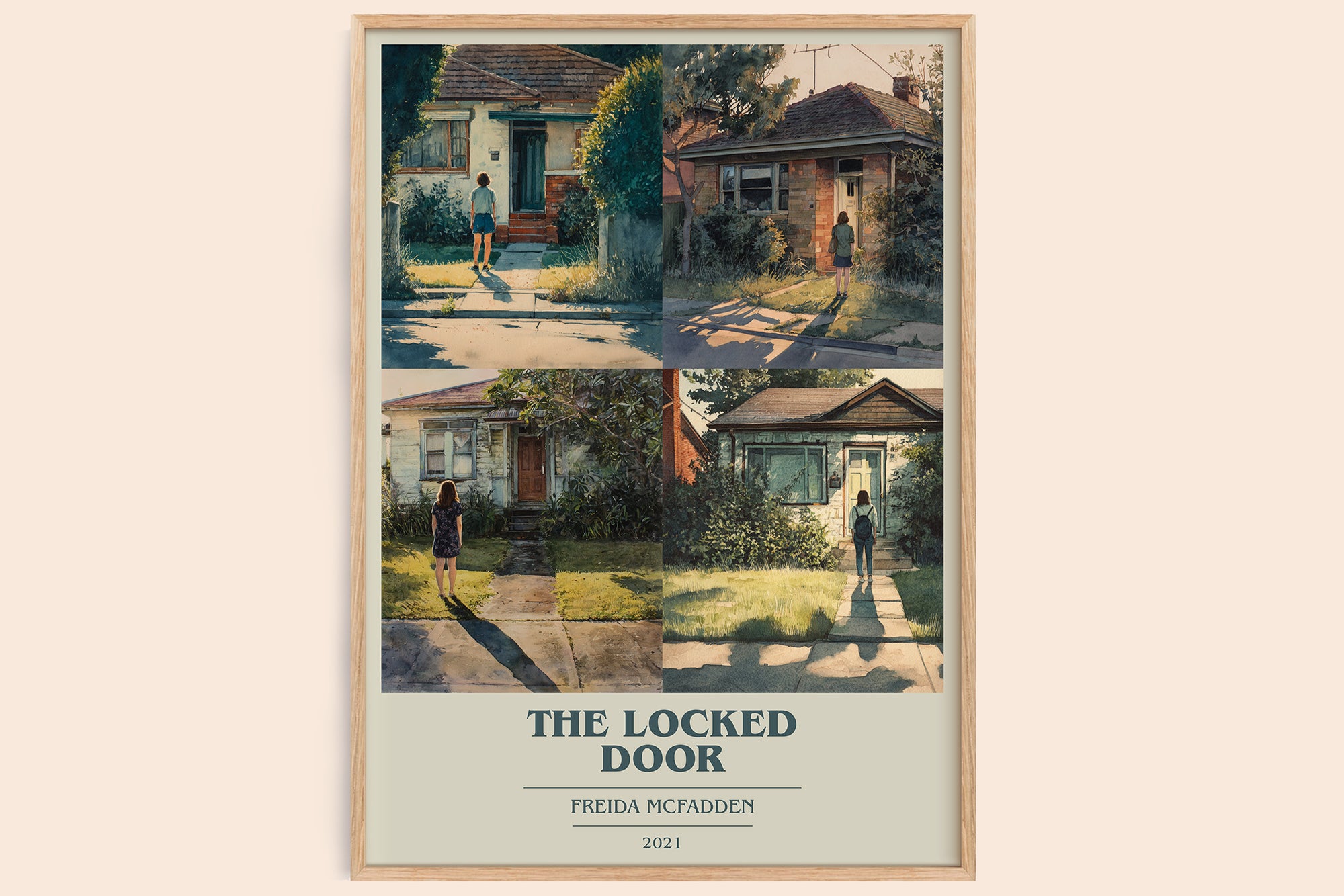 The Locked Door book cover book poster by Freida McFadden – framed literary art print