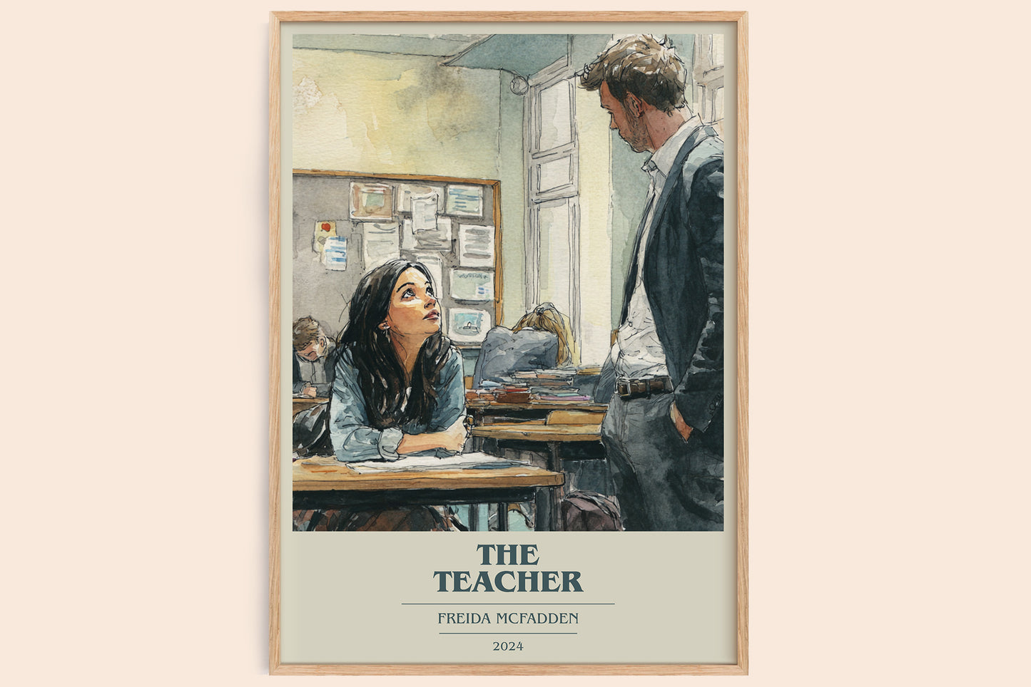 The Teacher book cover book poster by Freida McFadden – framed literary art print