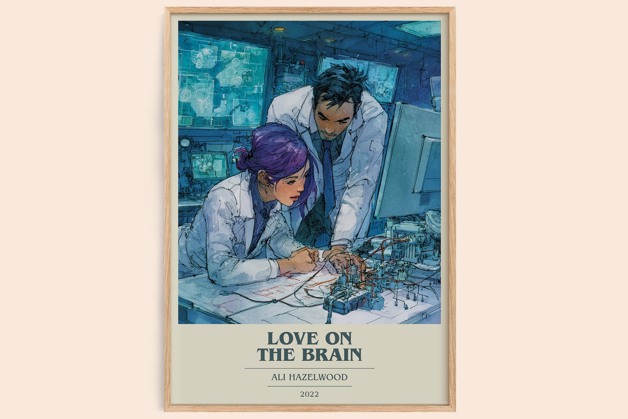Love on the Brain book cover book poster by Ali Hazelwood – framed literary art print