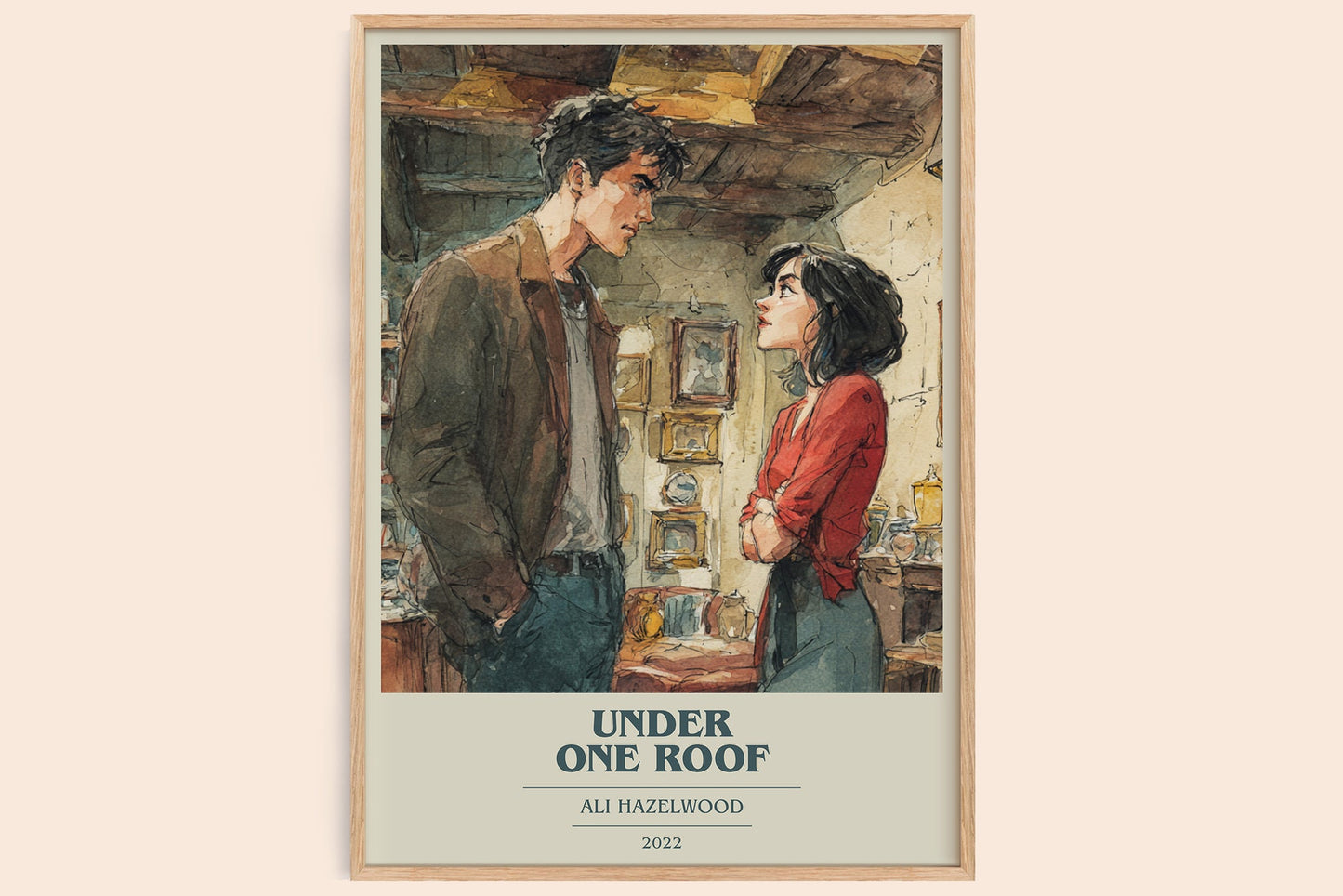 Under One Roof book cover book poster by Ali Hazelwood – framed literary art print
