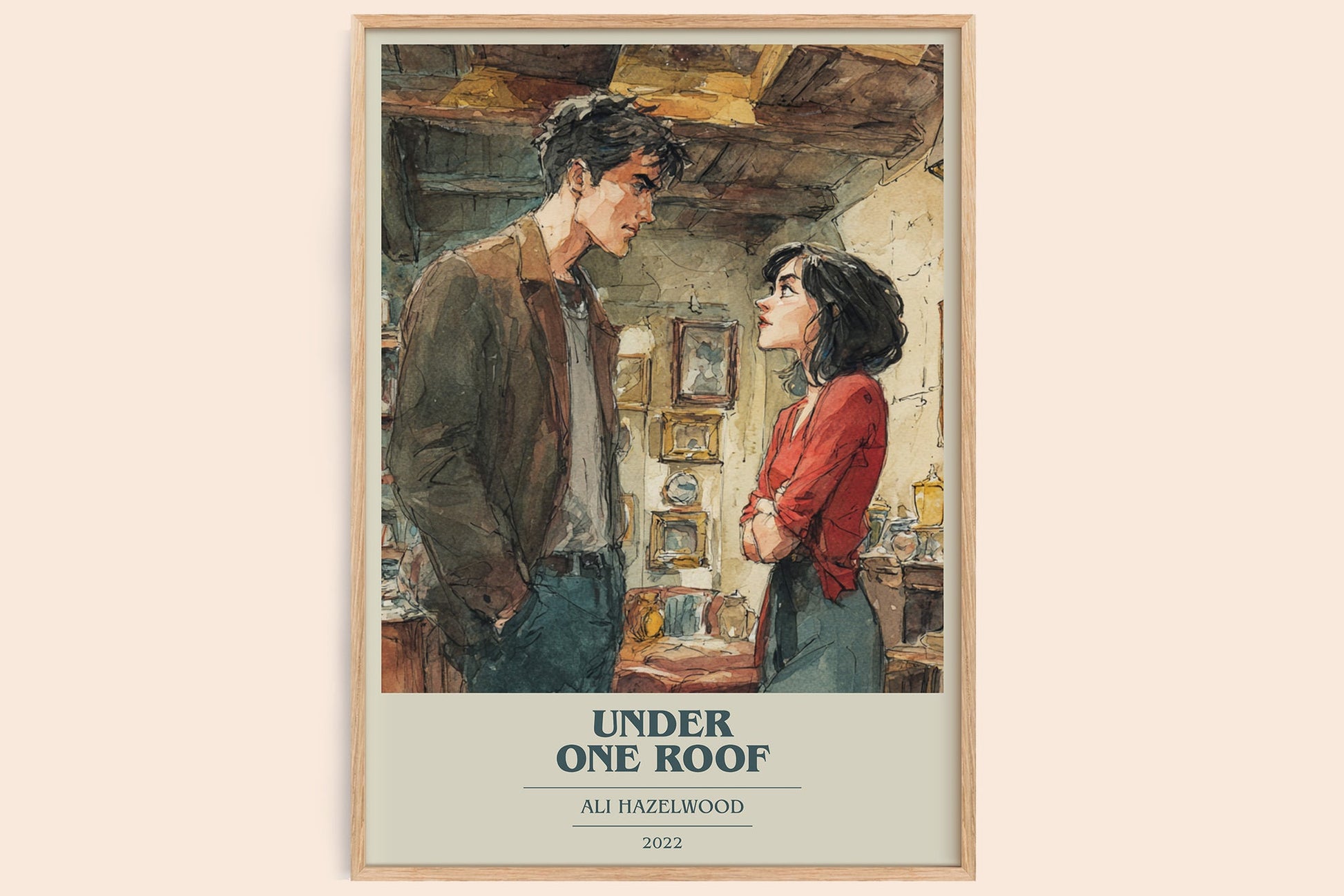Under One Roof book cover book poster by Ali Hazelwood – framed literary art print