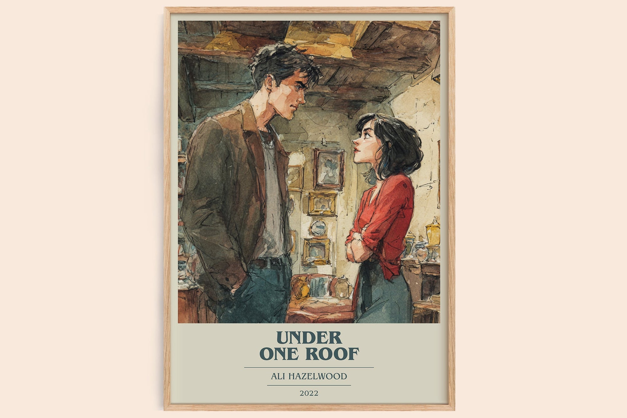 Under One Roof book cover book poster by Ali Hazelwood – framed literary art print