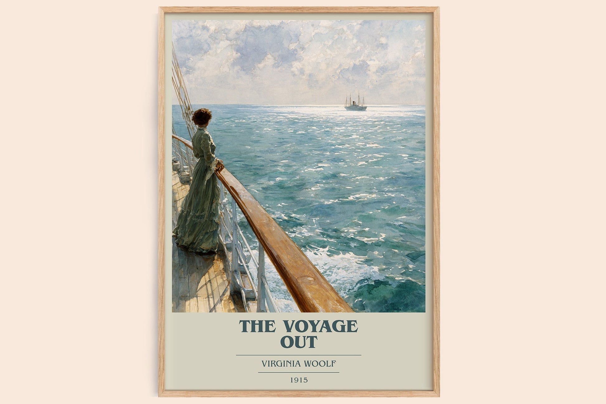 The Voyage Out book cover book poster by Virginia Woolf – framed literary art print