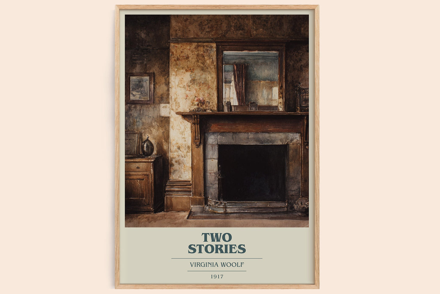 Two Stories book cover book poster by Virginia Woolf – framed literary art print