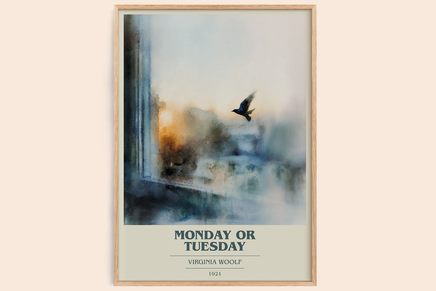 Monday Or Tuesday book cover book poster by Virginia Woolf – framed literary art print
