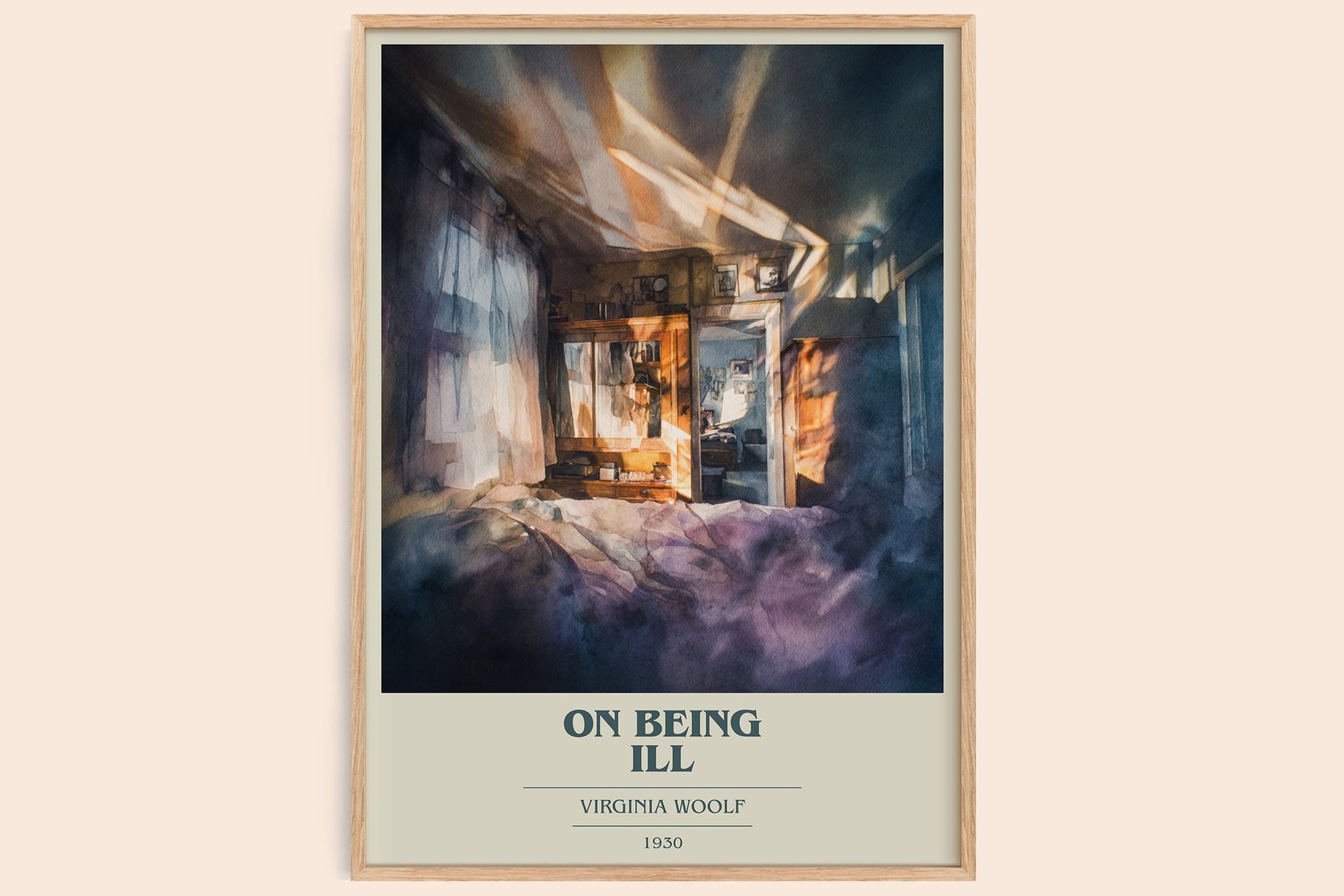 On Being Ill book cover book poster by Virginia Woolf – framed literary art print