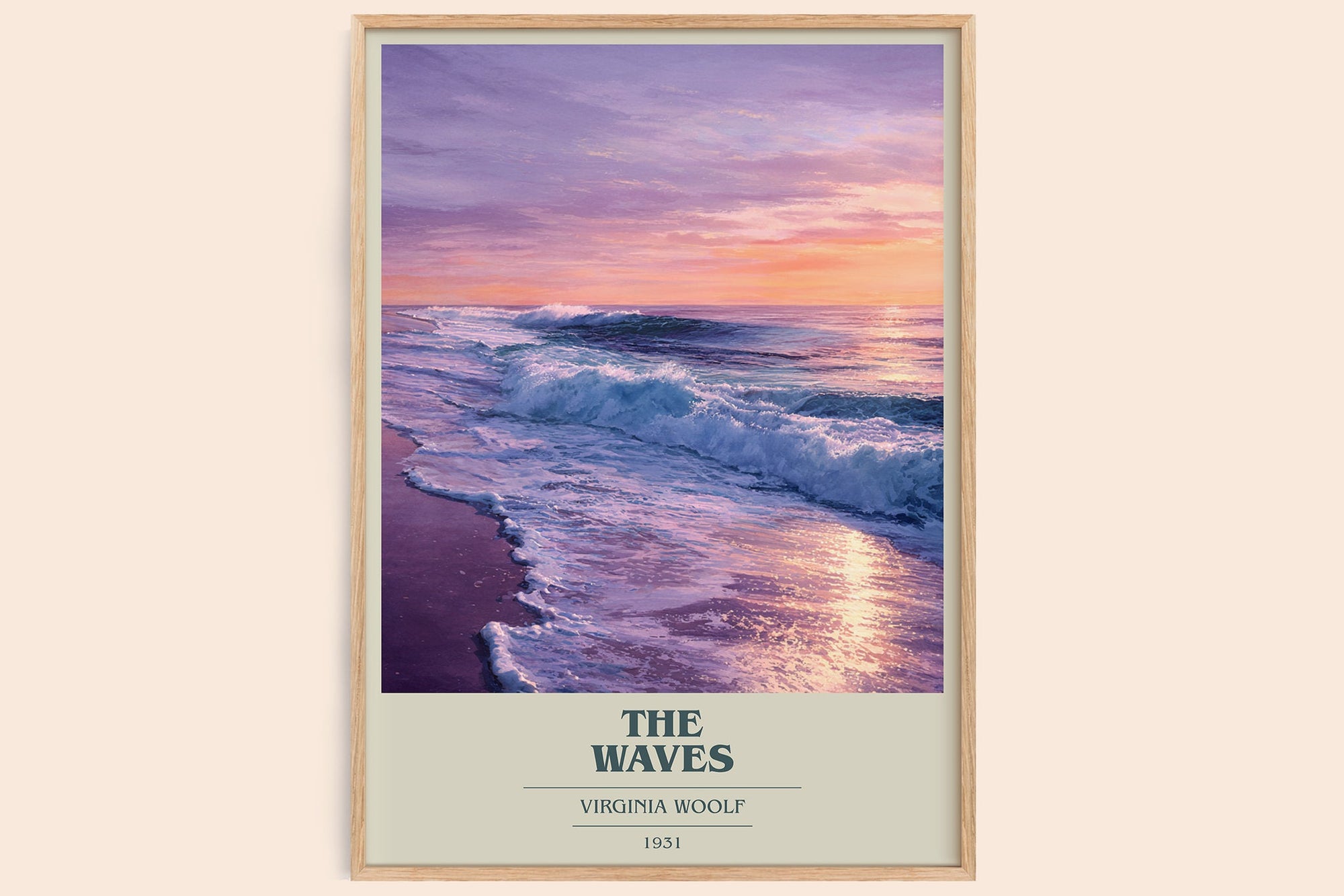 The Waves book cover book poster by Virginia Woolf – framed literary art print