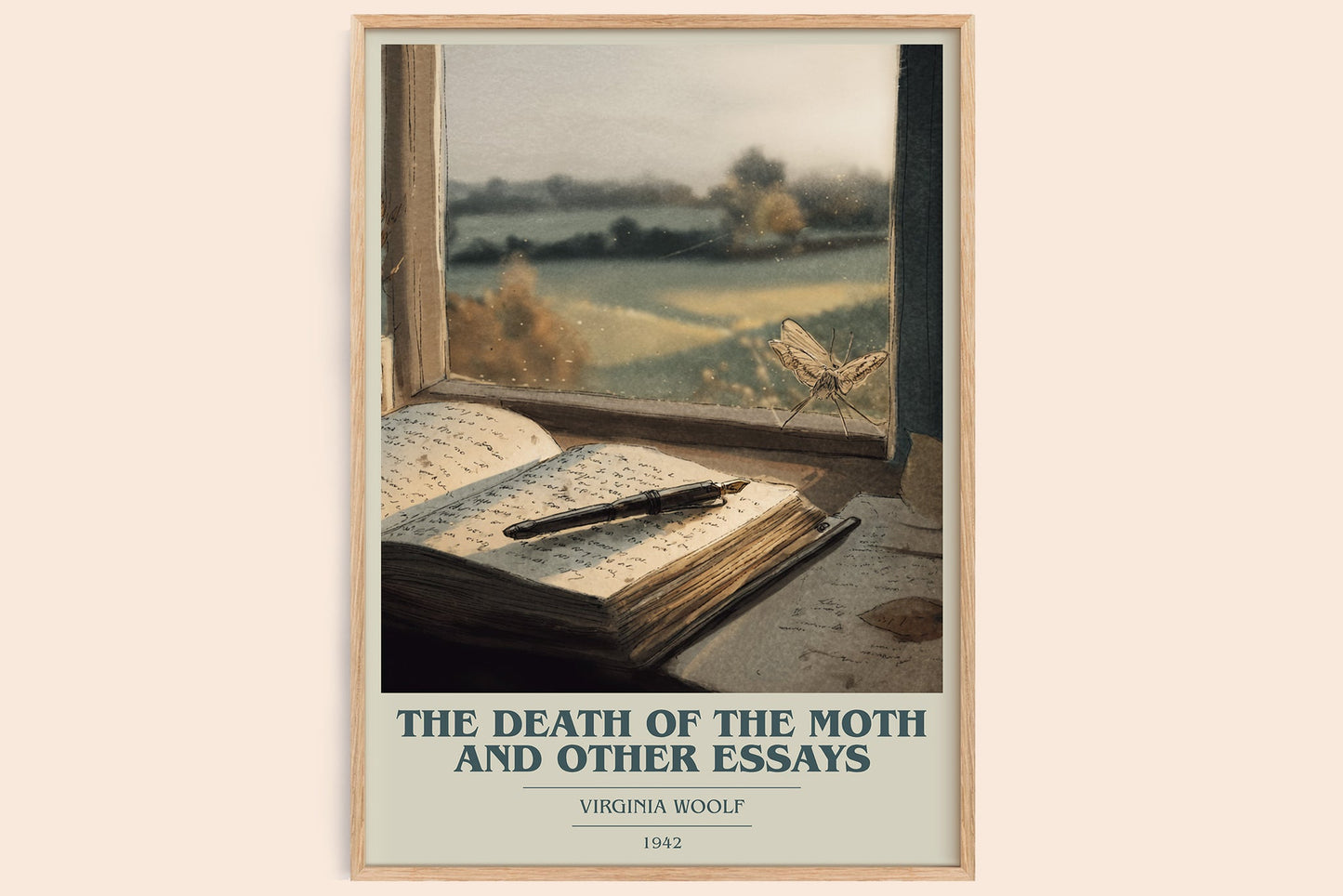 The Death of the Moth and Other Essays book cover book poster by Virginia Woolf – framed literary art print
