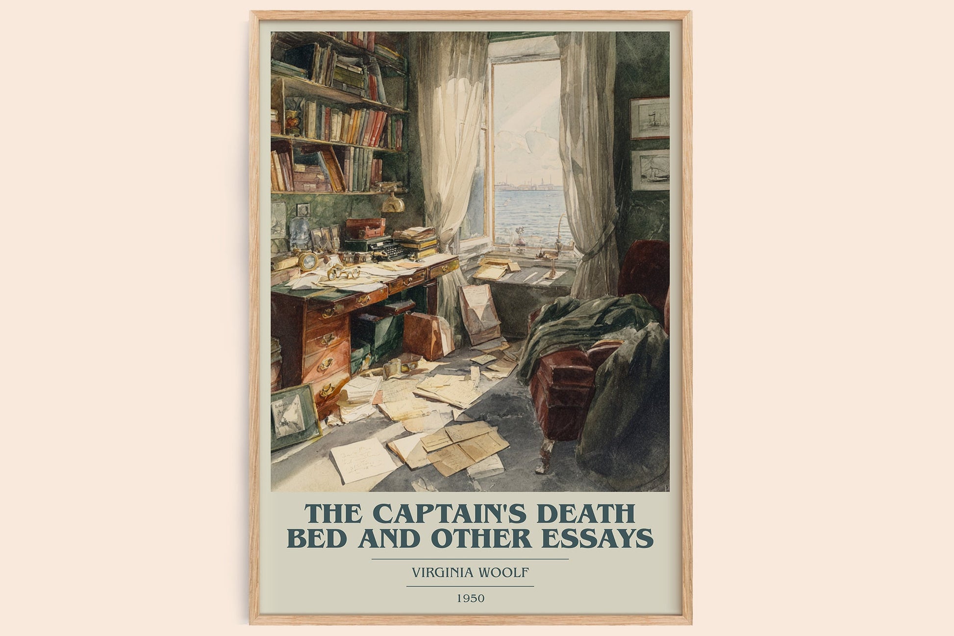 The Captain's Death Bed, and Other Essays book cover book poster by Virginia Woolf – framed literary art print