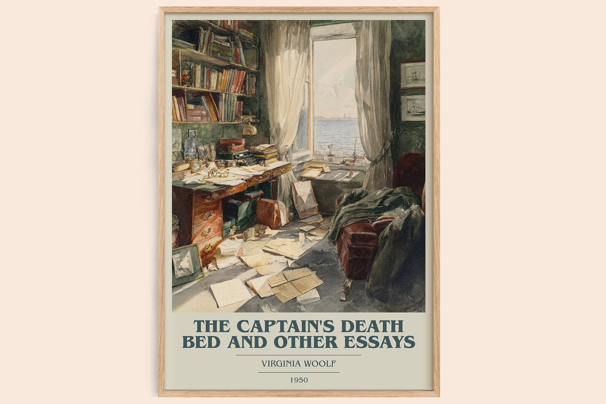 The Captain's Death Bed, and Other Essays book cover book poster by Virginia Woolf – framed literary art print