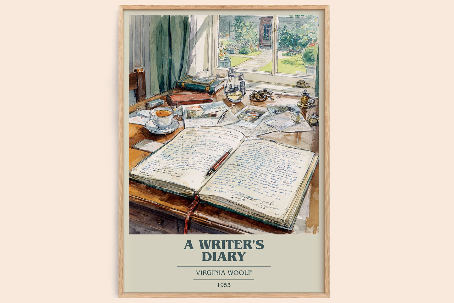A Writer's Diary book cover book poster by Virginia Woolf – framed literary art print