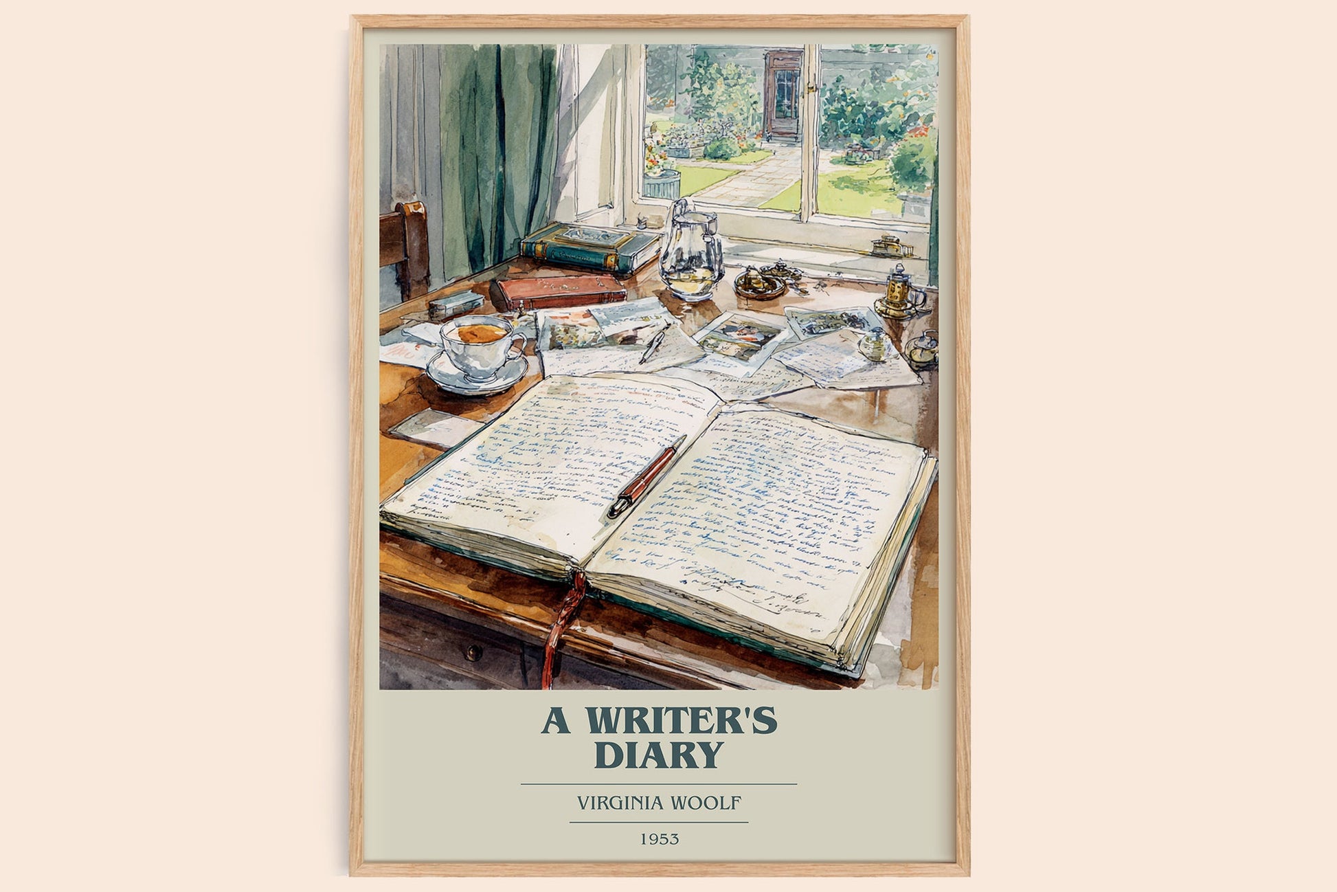 A Writer's Diary book cover book poster by Virginia Woolf – framed literary art print
