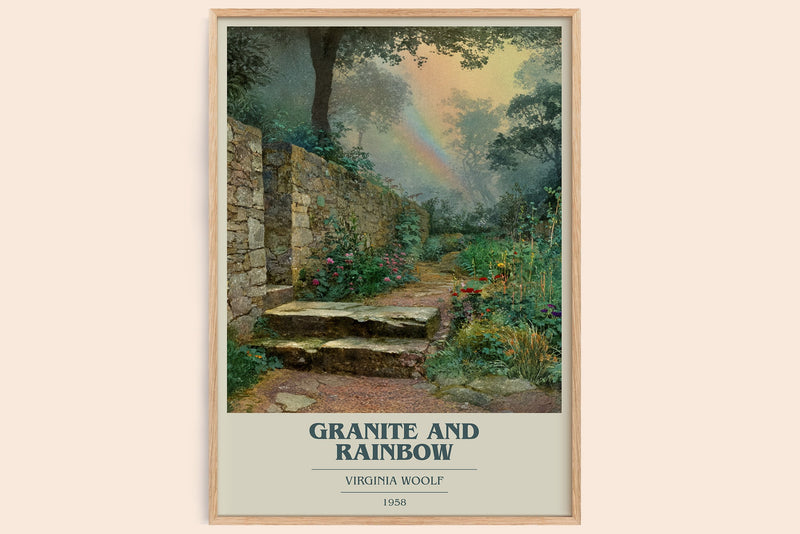 Granite and Rainbow book cover book poster by Virginia Woolf – framed literary art print