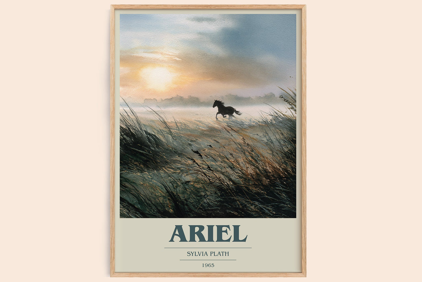 Ariel book cover book poster by Sylvia Plath – framed literary art print