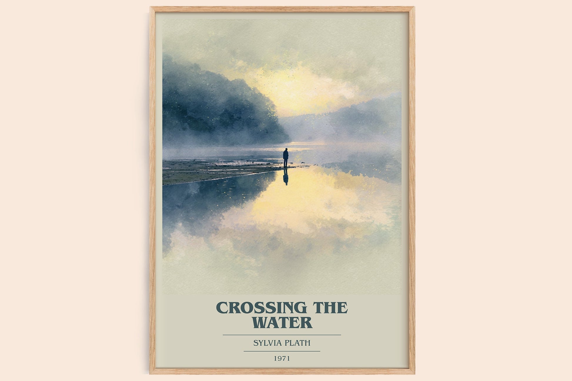 Crossing the Water book cover book poster by Sylvia Plath – framed literary art print