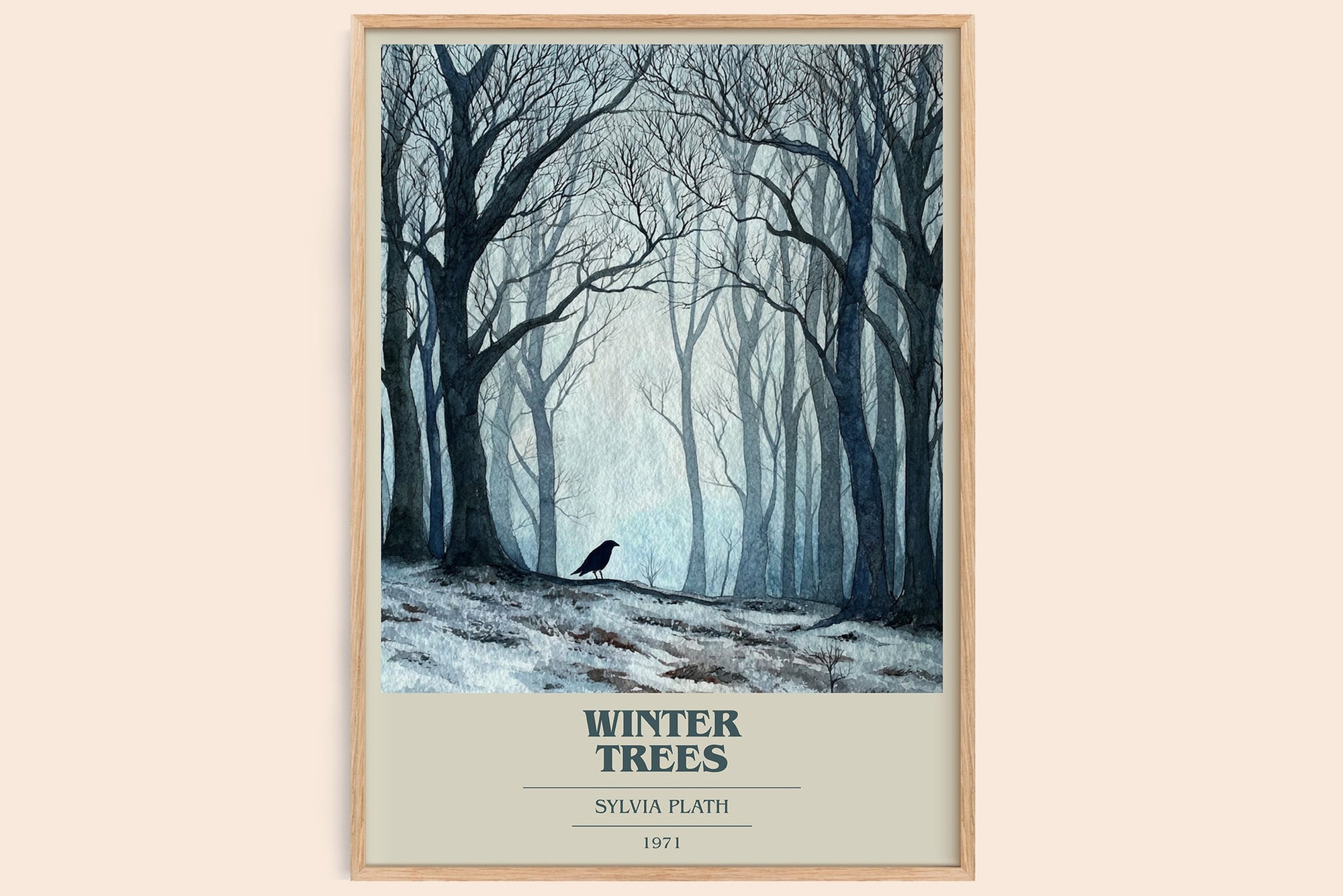 Winter Trees book cover book poster by Sylvia Plath – framed literary art print