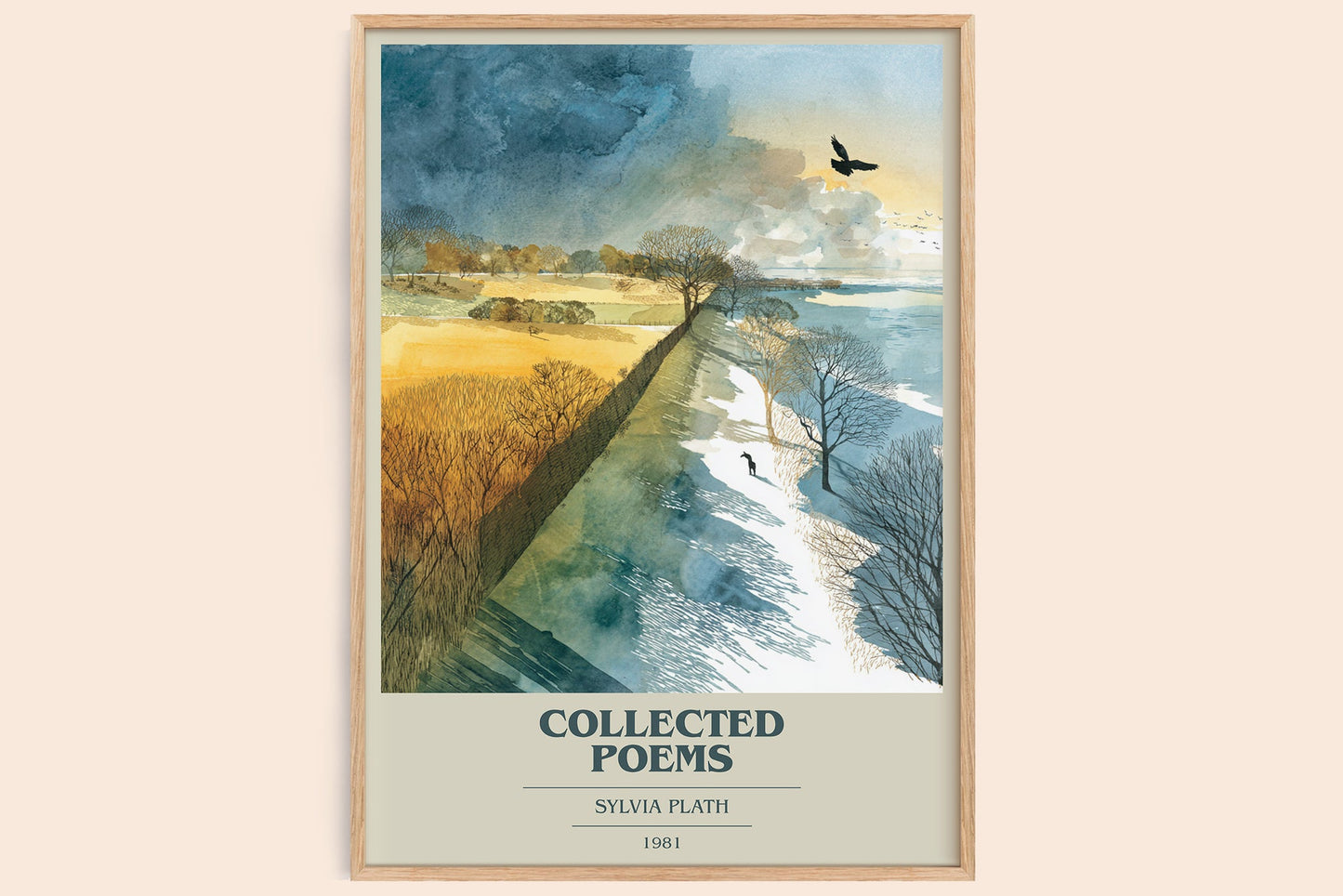 The Collected Poems book cover book poster by Sylvia Plath – framed literary art print