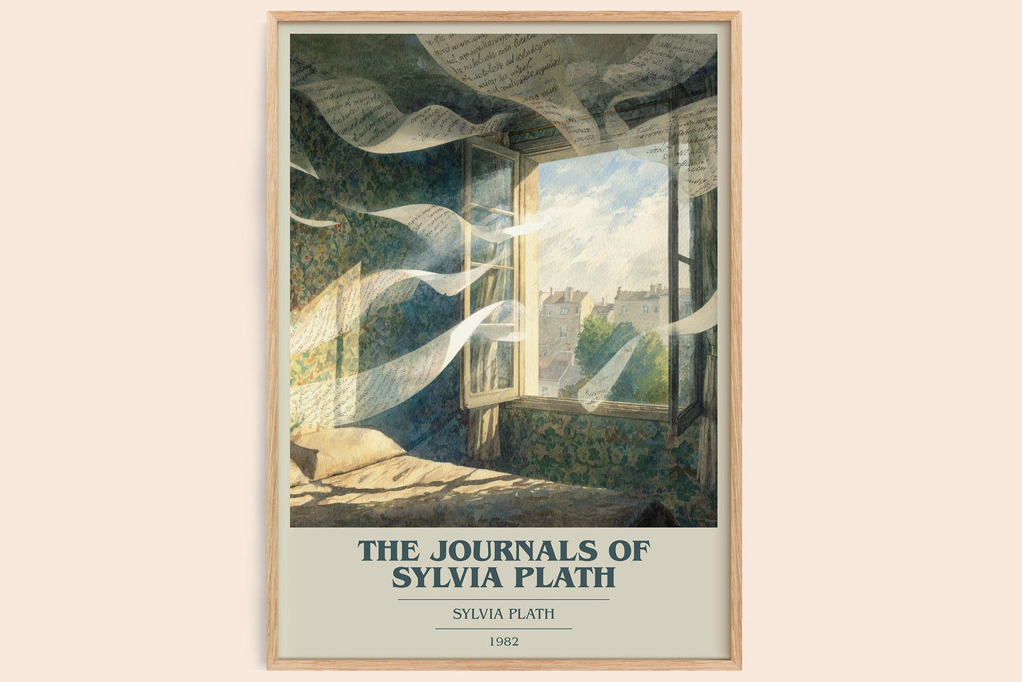The Journals of Sylvia Plath book cover book poster by Sylvia Plath – framed literary art print