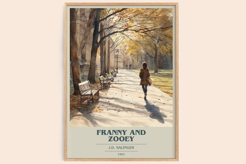 Franny and Zooey book cover book poster by J.D. Salinger – framed literary art print