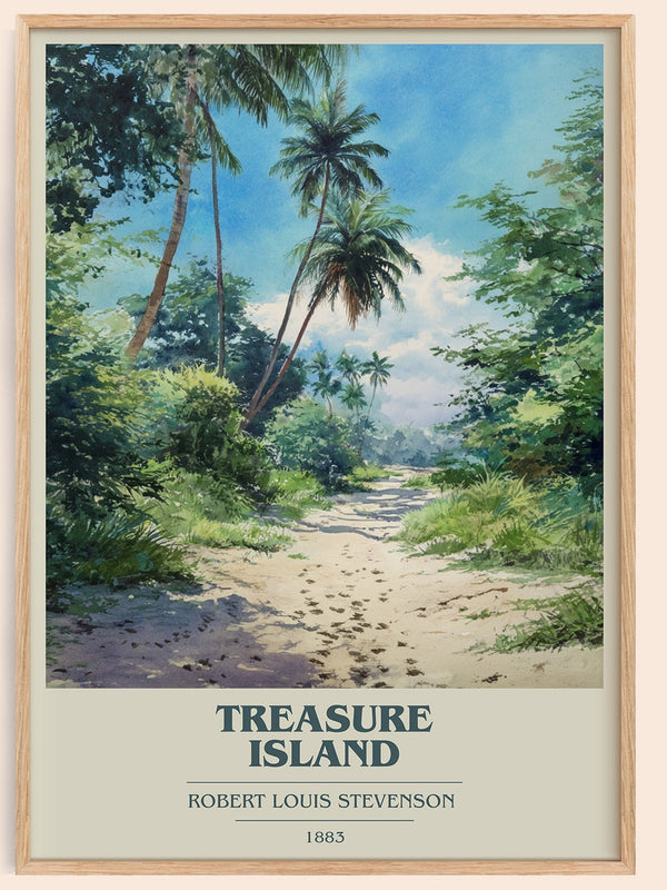 Treasure Island book cover book poster by Robert Louis Stevenson – framed literary art print