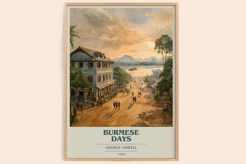 Burmese Days book cover book poster by George Orwell – framed literary art print