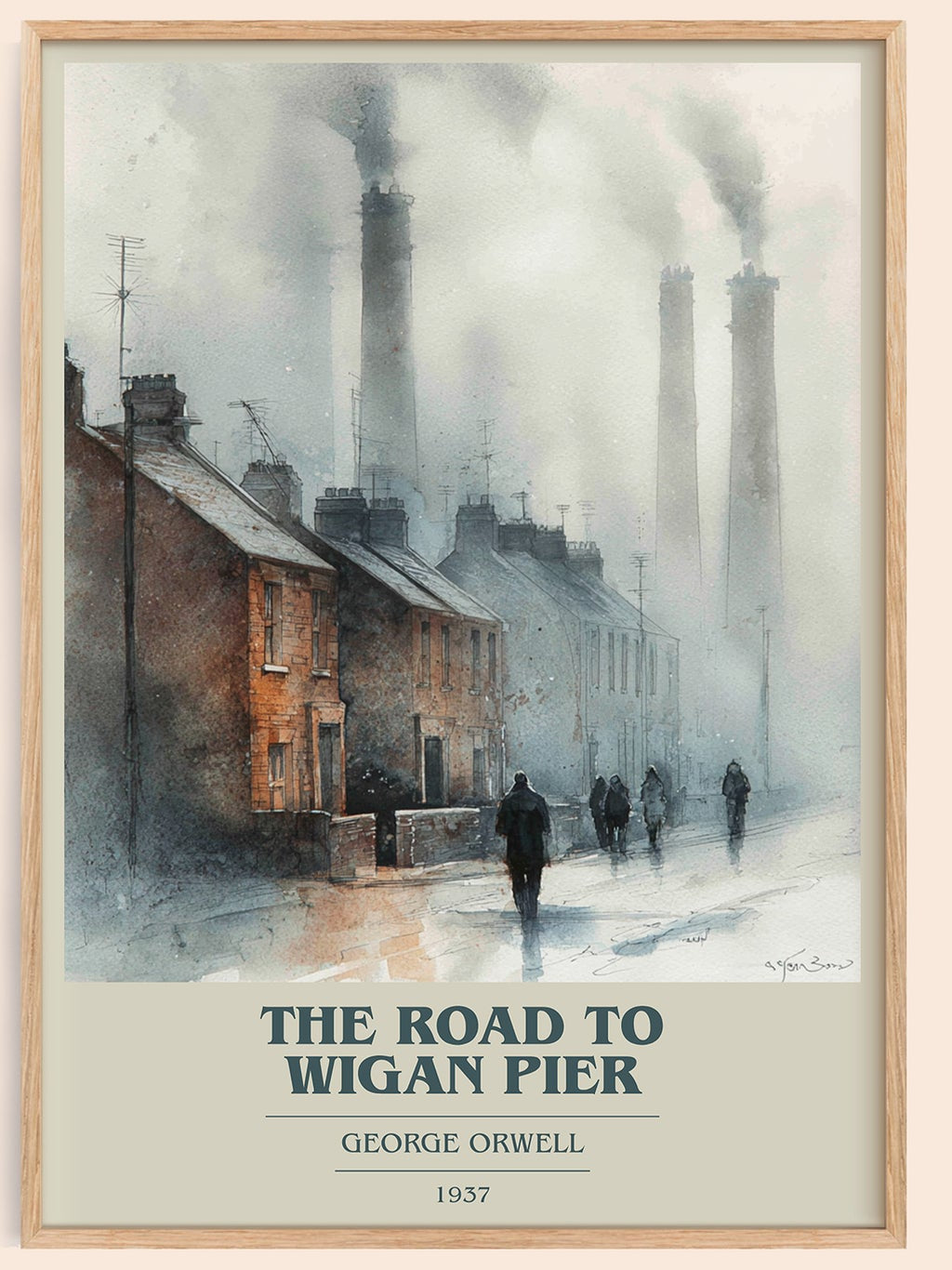 The Road to Wigan Pier book cover book poster by George Orwell – framed literary art print