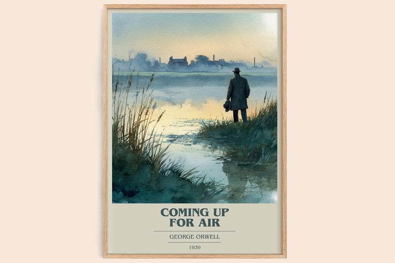 Coming Up for Air book cover book poster by George Orwell – framed literary art print