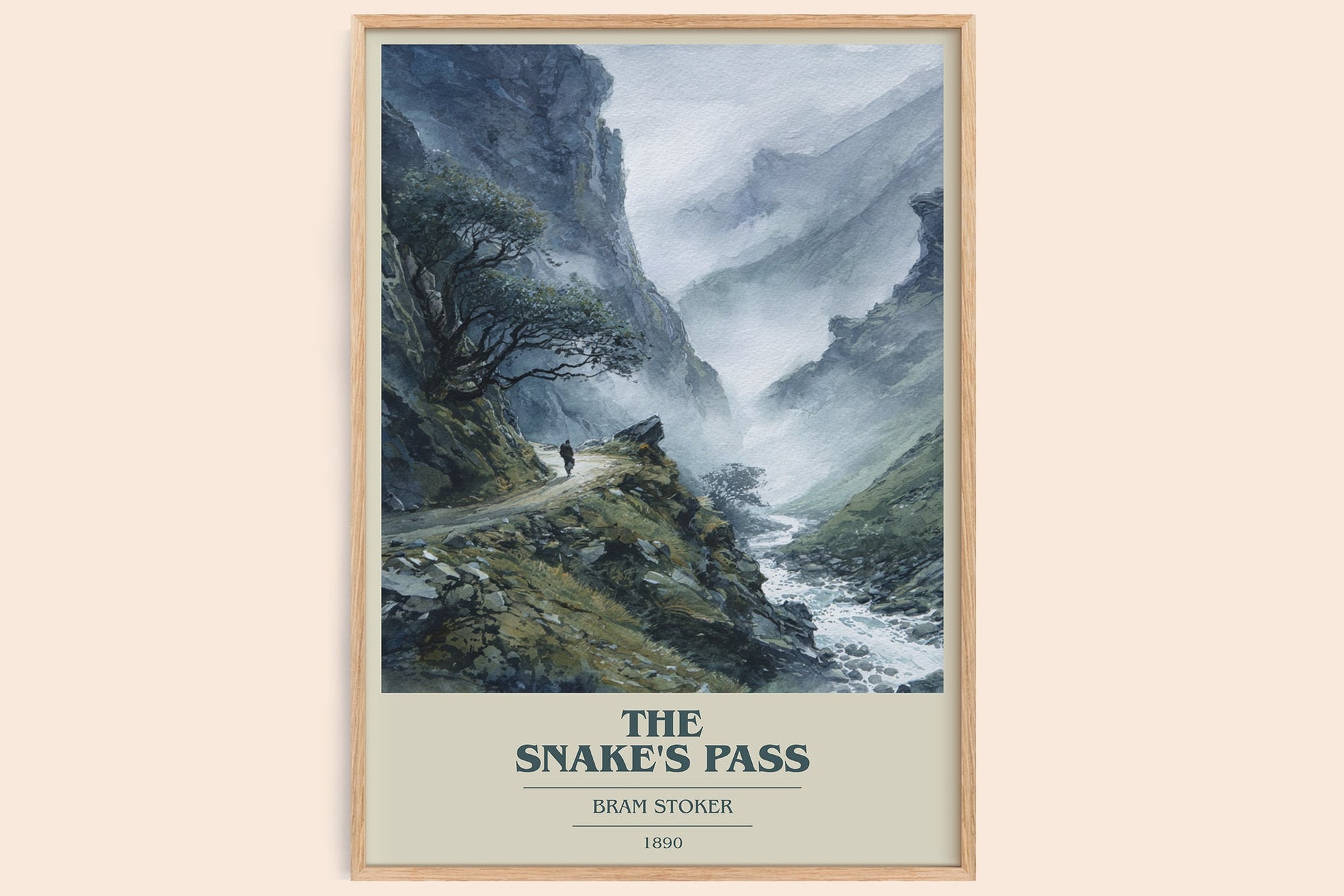The Snake's Pass book cover book poster by Bram Stoker – framed literary art print
