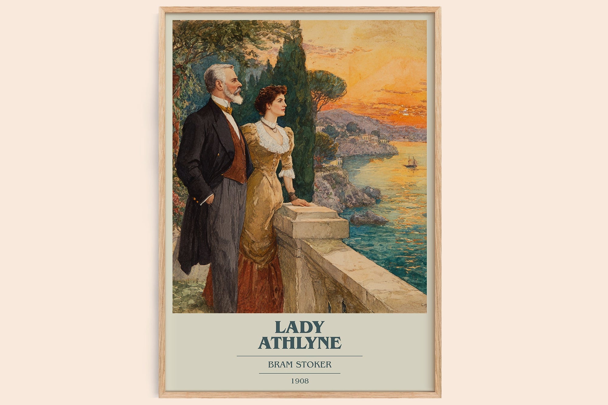 Lady Athlyne book cover book poster by Bram Stoker – framed literary art print