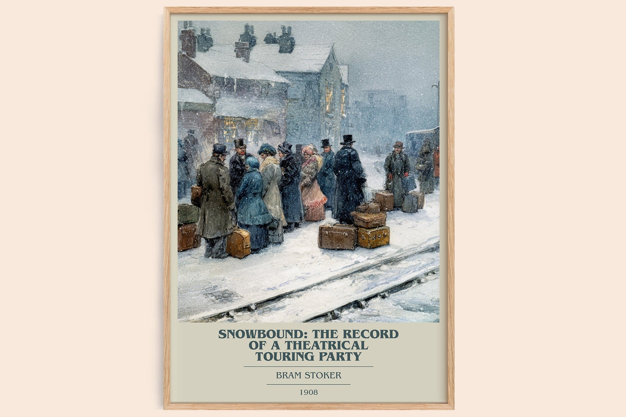 Snowbound: The Record of a Theatrical Touring Party book cover book poster by Bram Stoker – framed literary art print