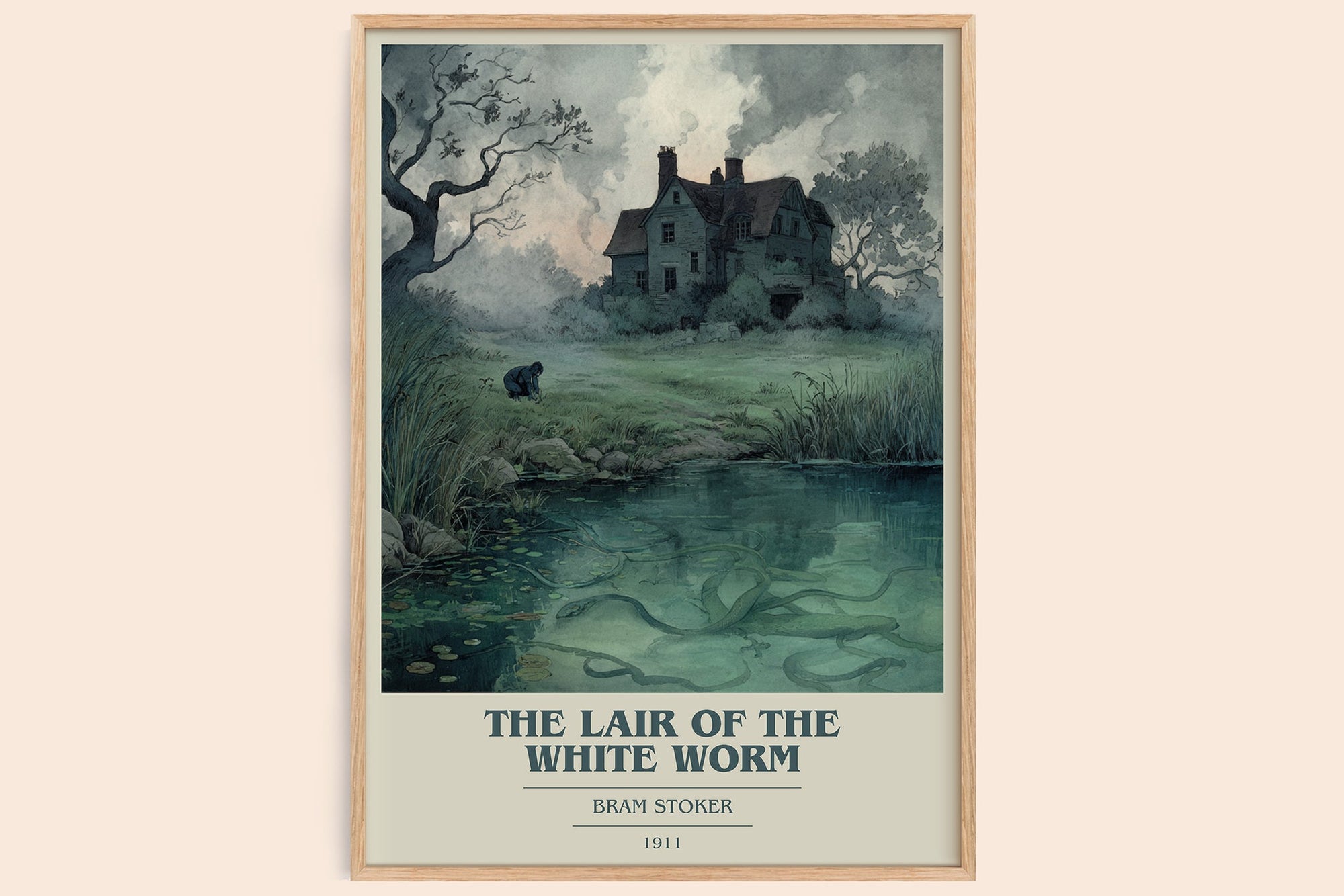 The Lair of the White Worm book cover book poster by Bram Stoker – framed literary art print