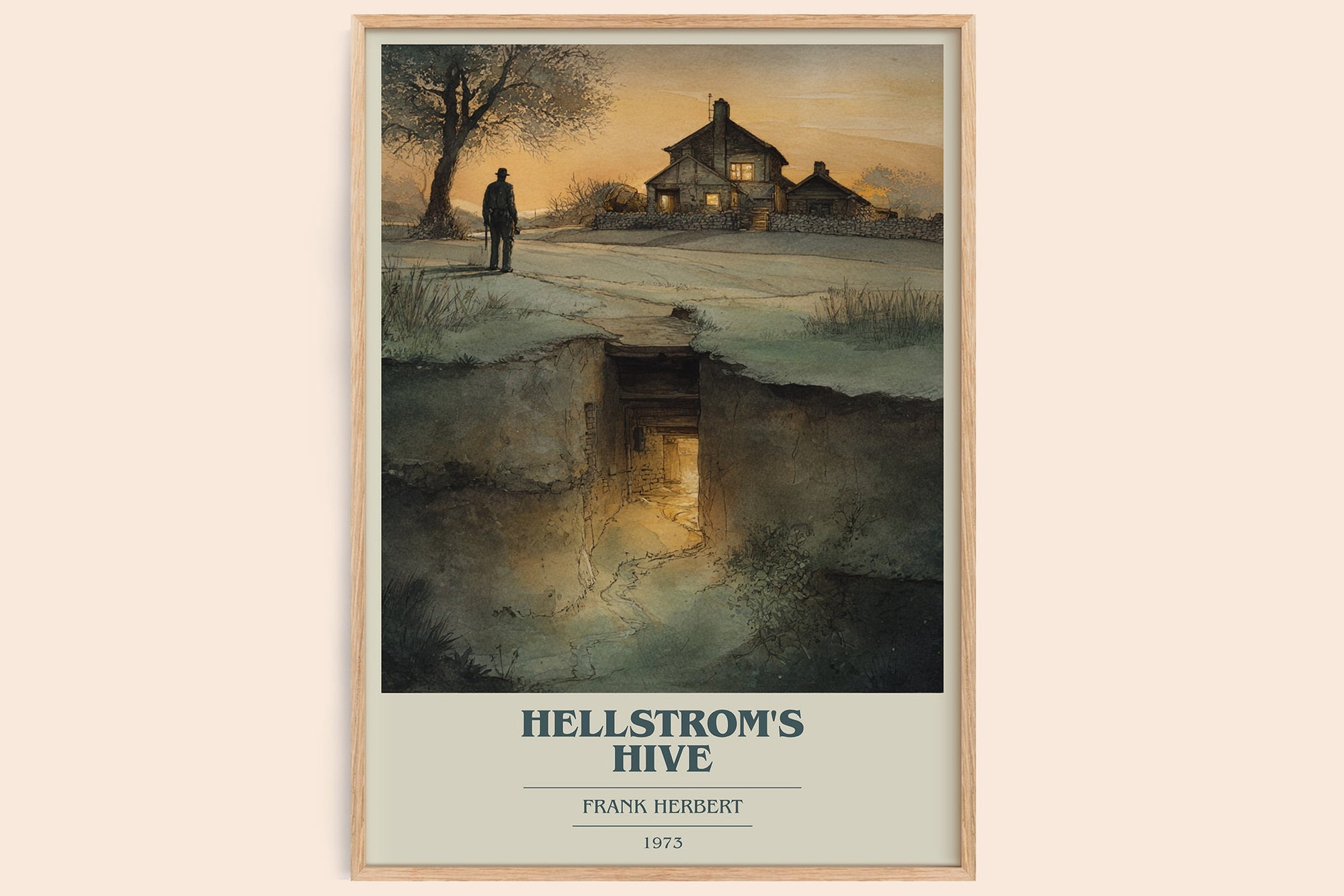 Hellstrom's Hive book cover book poster by Frank Herbert – framed literary art print