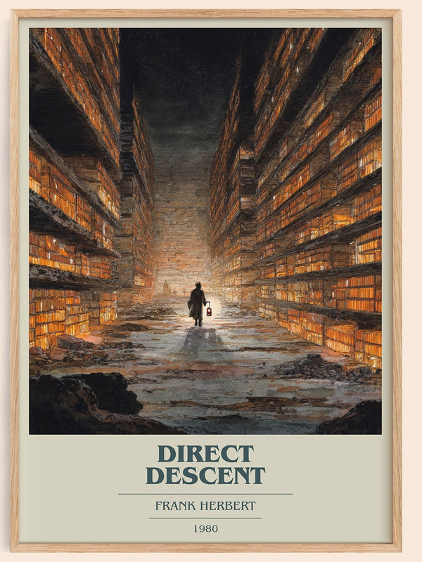 Direct Descent book cover book poster by Frank Herbert – framed literary art print