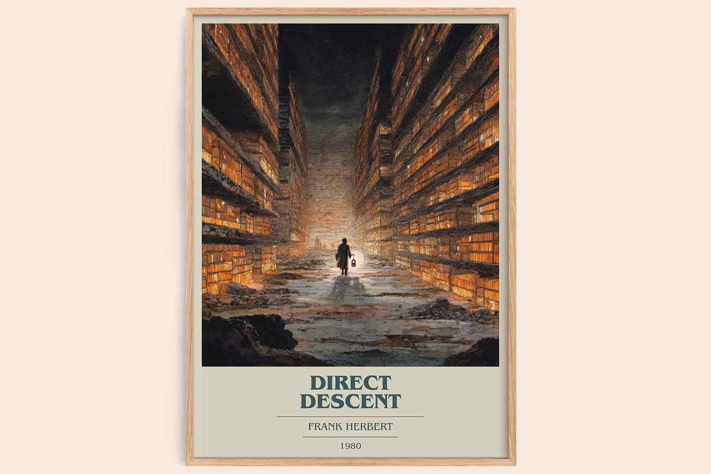 Direct Descent book cover book poster by Frank Herbert – framed literary art print