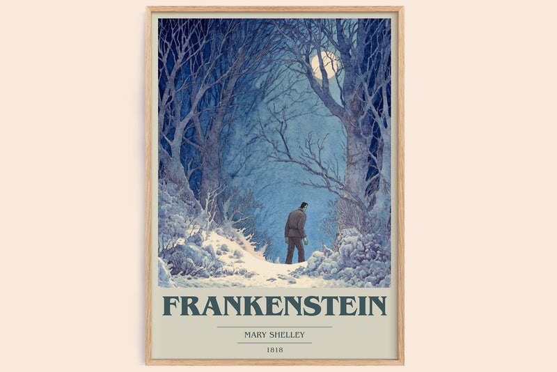 Frankenstein book cover book poster by Mary Shelley – framed literary art print