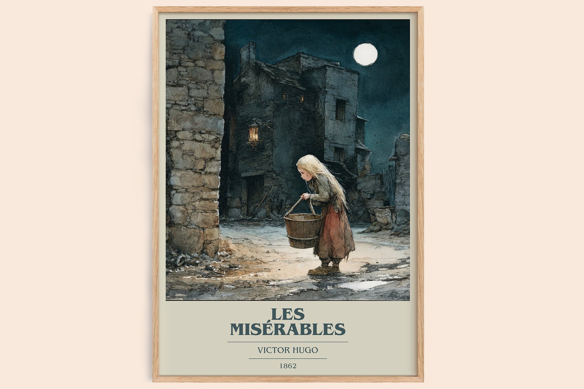 Les Misérables book cover book poster by Victor Hugo – framed literary art print