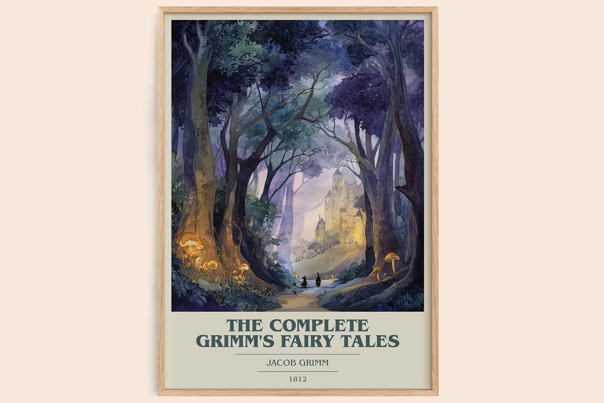 The Complete Grimm's Fairy Tales book cover book poster by Jacob Grimm – framed literary art print