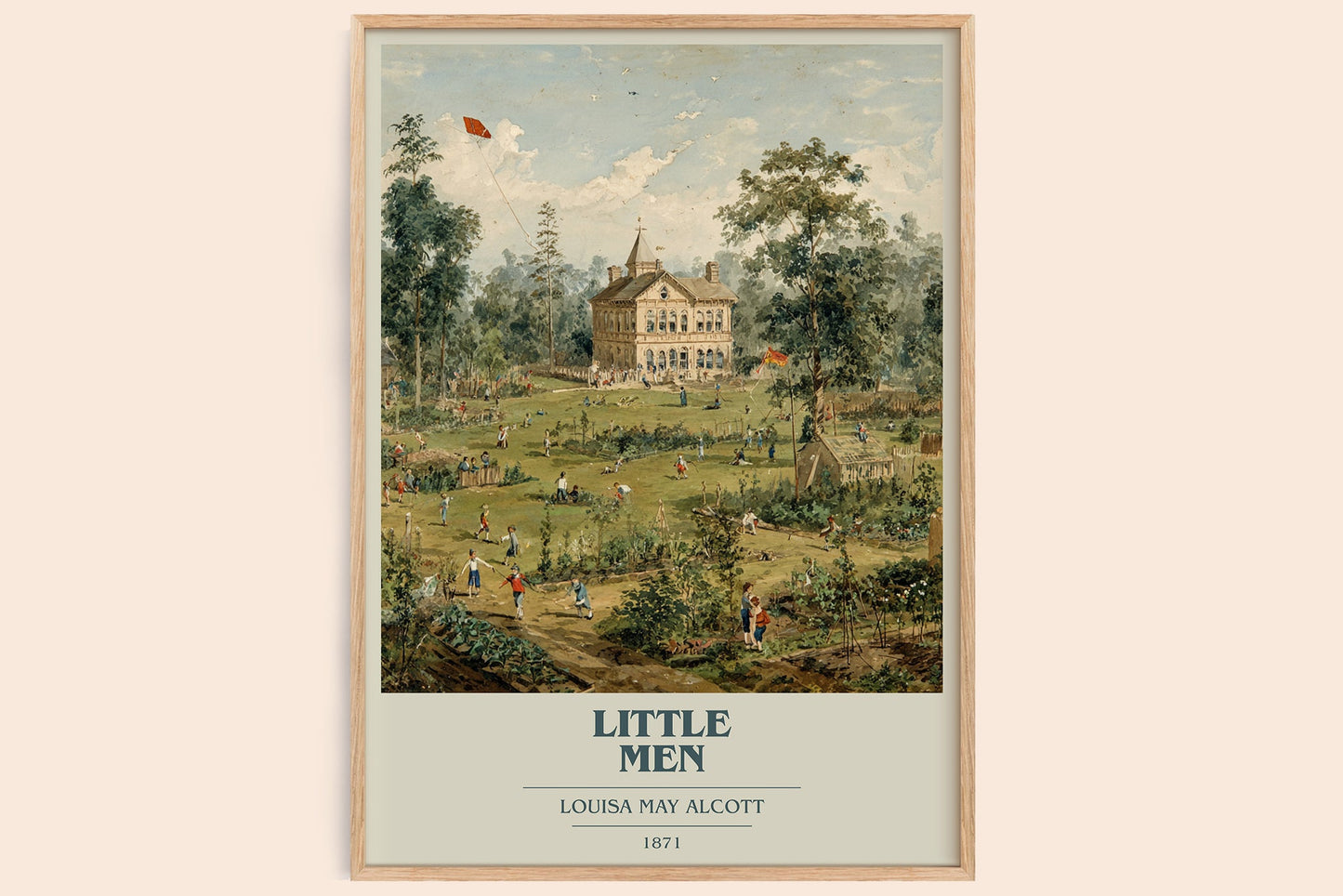 Little Men book cover book poster by Louisa May Alcott – framed literary art print