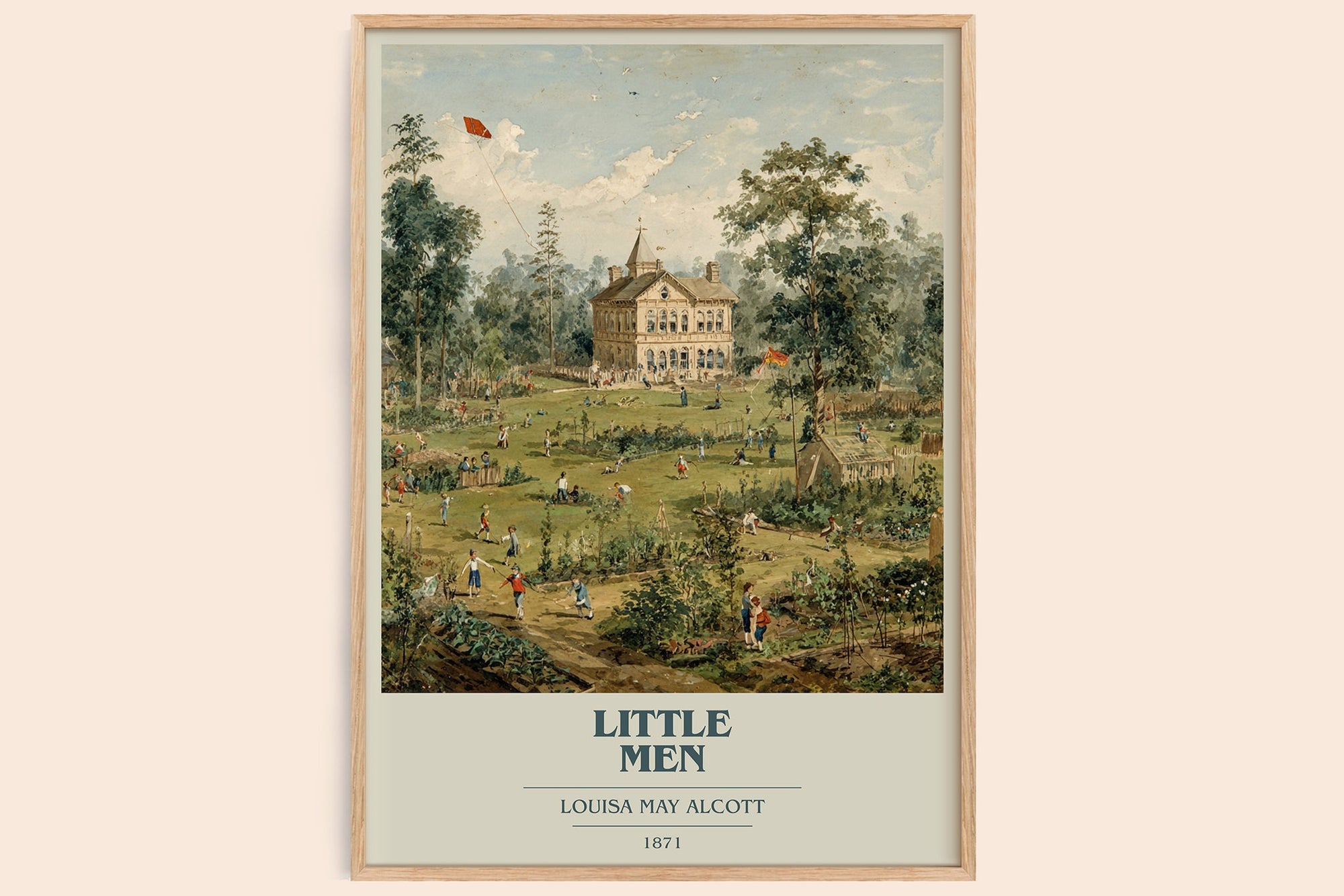 Little Men book cover book poster by Louisa May Alcott – framed literary art print