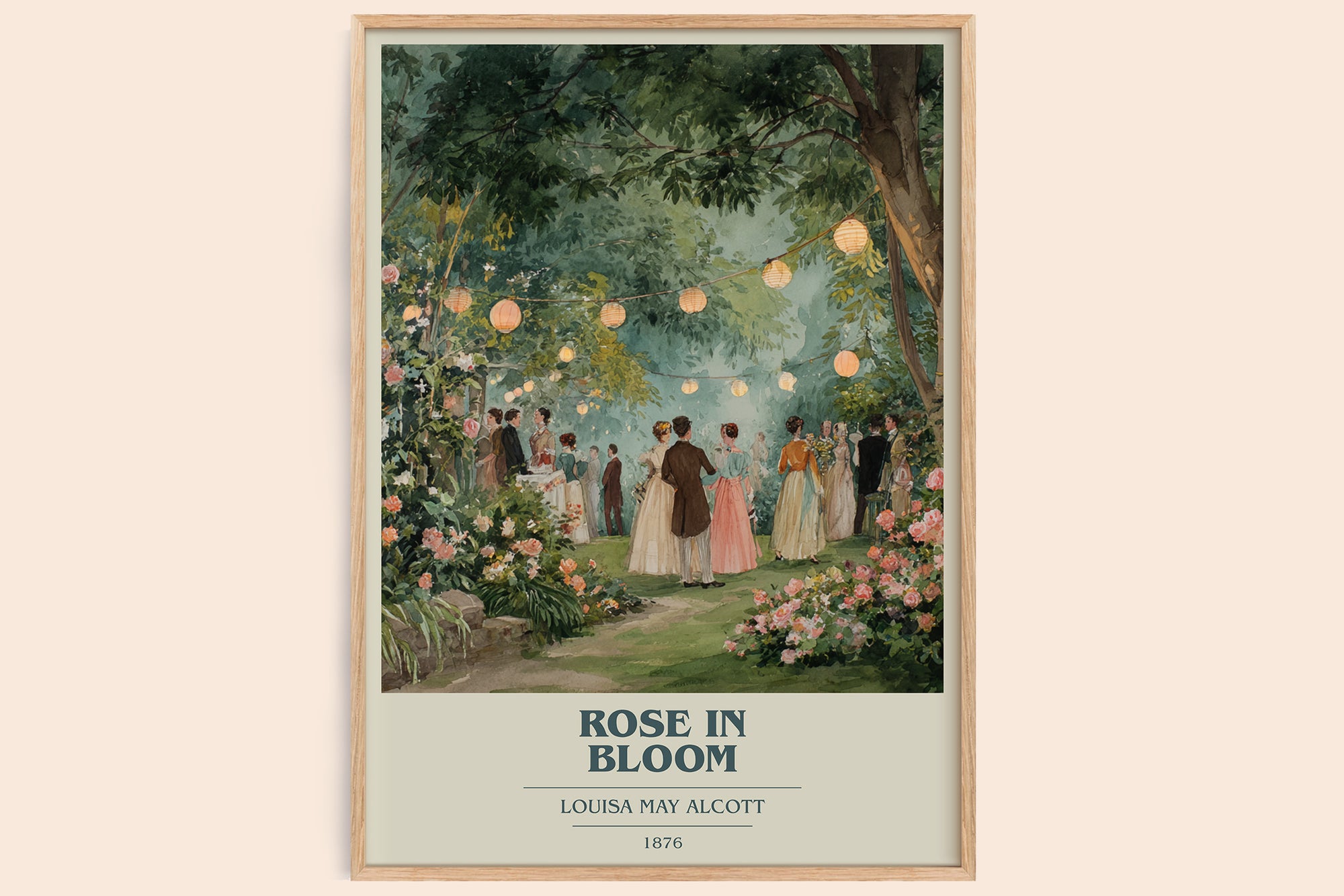 Rose In Bloom book cover book poster by Louisa May Alcott – framed literary art print
